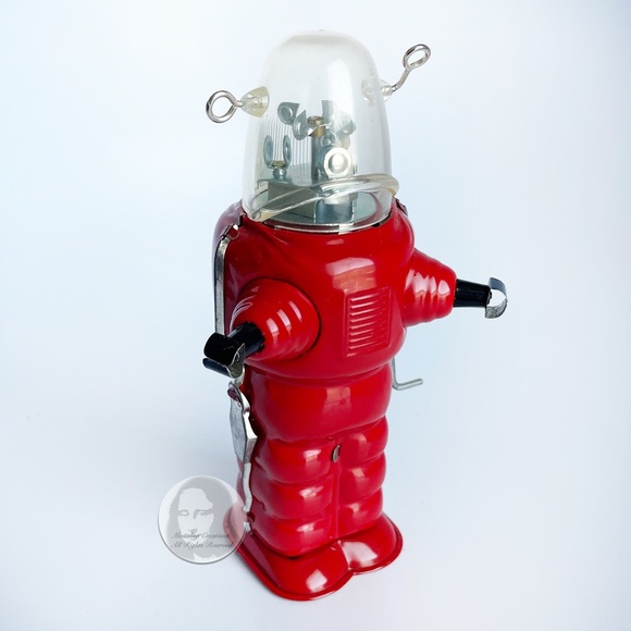 Tin Tom Toys Robot Space Trooper Wind Up Red Sci Fi in Box Remake HTF - Picture 4 of 12